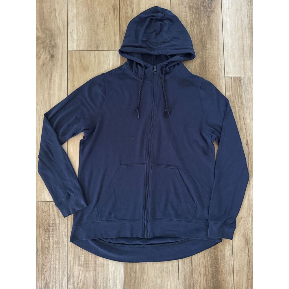Orvis Navy Blue XS Full Zip Hoodie Soft Curved Hem Lightweight Jacket Travel
